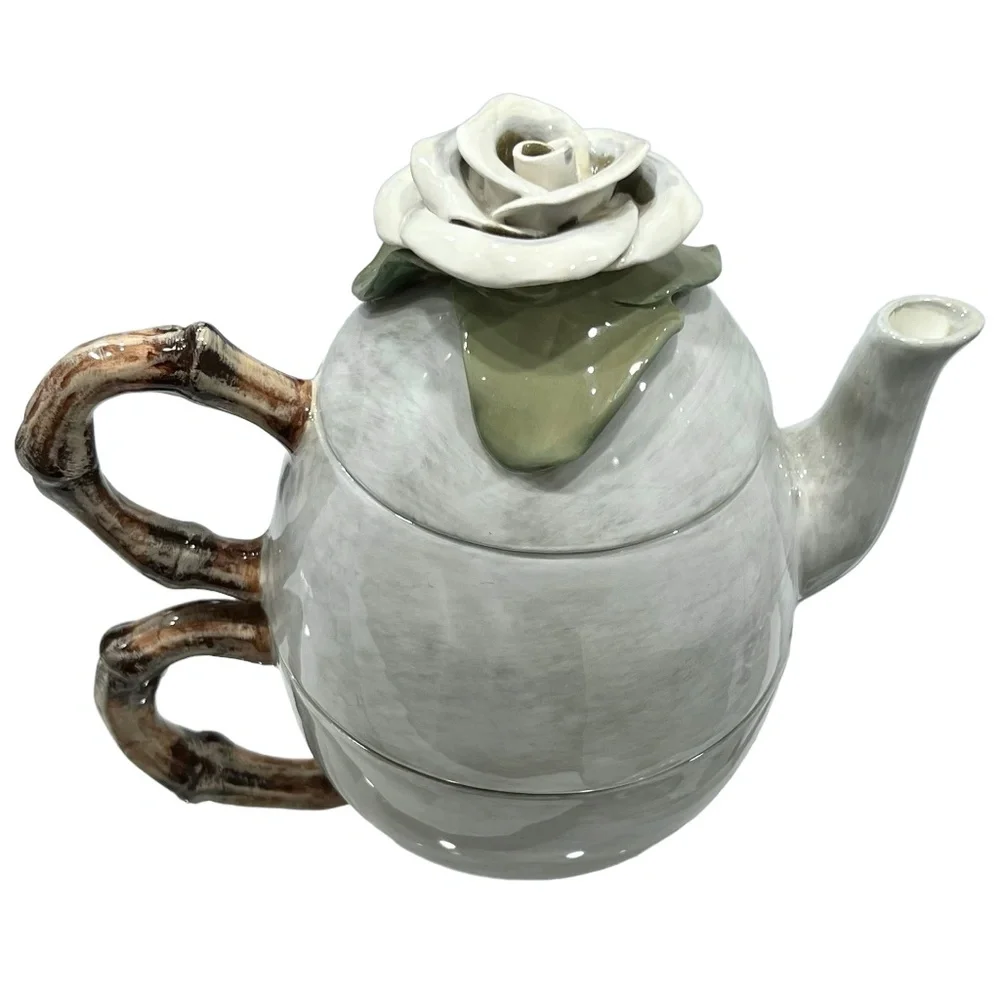 STUDIO B CERAMIC 3 PIECE CERAMIC STACKING TEAPOT